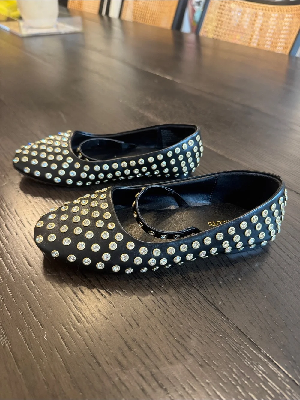 Crewcuts / J Crew Black Mary Jane Flats with Gold Stud Detailing